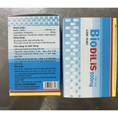 Men Tiêu Hoá Dạng Viên BIODILIS Vinaphar - Hộp 100 viên- Bổ sung lợi khuẩn , hỗ trợ tiêu chảy, táo bón, tăng cường hệ tiêu hóa