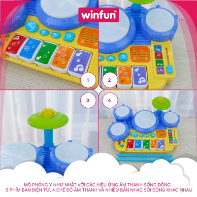 Bộ đồ chơi trống đàn kết hợp có đèn nhạc 2034 hiệu Winfun