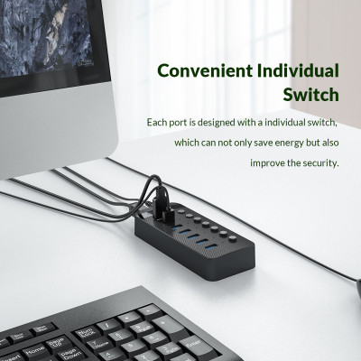 Bộ Chia USB HUB ORICO CT2U3-10AB 10 Cổng USB 3.0 Với Các Cổng Riêng Lẻ- Hàng Chính Hãng