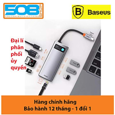 Hub chuyển đa năng Baseus Metal Gleam Series Multifunctional Docking Station ( Type-C to HDMI/ USB3.0/ LAN / SD Card Reader/ Type C PD 100W, Multifunctional HUB) - Hàng Chính Hãng