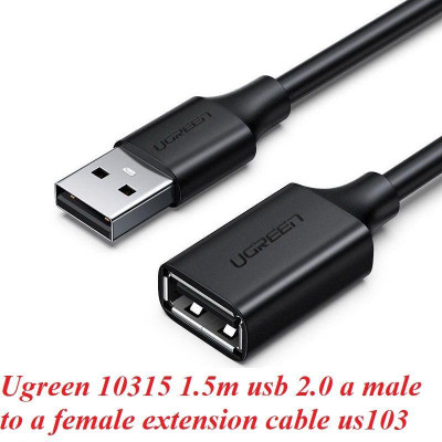 Ugreen UG10315US103TK 1.5M màu Đen Cáp tín hiệu nối dài USB 2.0 lõi thuần đồng - HÀNG CHÍNH HÃNG