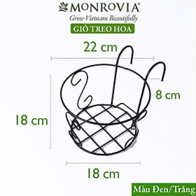 Combo 3 Giỏ treo chậu hoa ban công MONROVIA, giỏ sắt treo chậu hoa ban công, chậu treo ban công, kệ treo ban công, móc treo, khung thép, sơn tĩnh điện chính hãng thương hiệu MONROVIA 