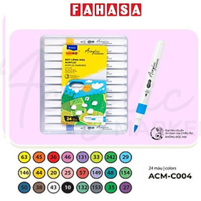 Hộp 24 Bút Lông Màu Acrylic Markers 1 Đầu - Colokit ACM-C004