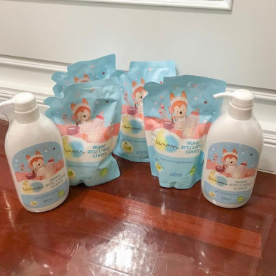 Nước rửa bình sữa Organic cho bé Lamoon - Túi 450ml 