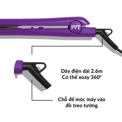 Máy Kẹp Tóc Bằng Sứ PYT Ceramic Styling Tool (2 trong 1) - Màu Tím - Công Nghệ Nhiệt Hồng Ngoại Xa - Có Thể Duỗi, Uốn Lọn Hoặc Uốn Cúp