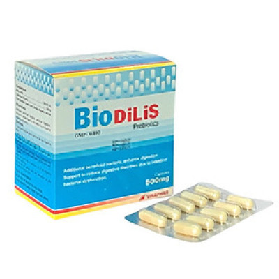 Men Tiêu Hoá Dạng Viên BIODILIS Vinaphar - Hộp 100 viên- Bổ sung lợi khuẩn , hỗ trợ tiêu chảy, táo bón, tăng cường hệ tiêu hóa