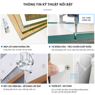 Kệ Sách Gỗ Đứng Nhiều Ngăn Hiện Đại Màu Trắng Phối Vân Gỗ Sồi Thương Hiệu SIB Decor KSG39