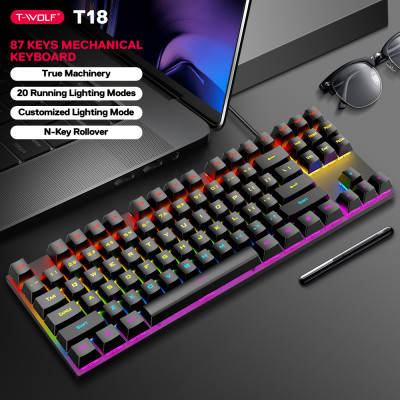 Bàn Phím Cơ T-WOLF T18 USB- Hàng Chính Hãng
