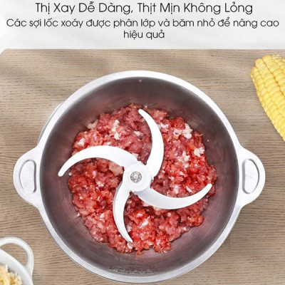 MÁY XAY THỊT ĐA NĂNG HÀNG CHÍNH HÃNG CỐI INOX 304 4 LƯỠI ĐA NĂNG, CÔNG SUẤT 250W- XAY THỊT, XAY TỎI ỚT 