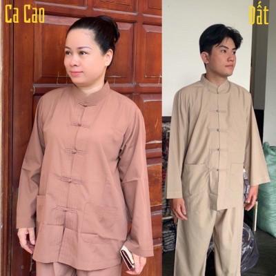 ĐỒ LAM ĐI CHÙA Lãnh Tựu Cổ Tàu Dài Tay Không Thêu