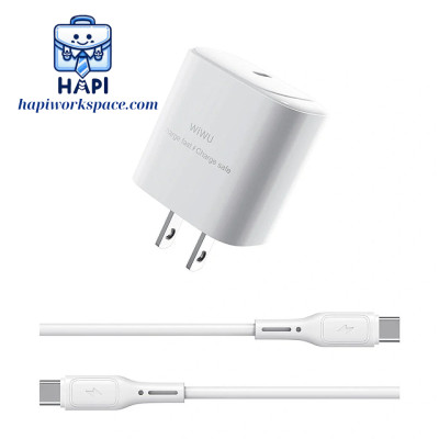 Combo sạc Type-C 30W hàng chính hãng WiWU Essen Wi-G008. Sạc nhanh kèm cáp sạc thích hợp dùng hàng ngày