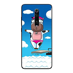 Ốp Lưng in cho Xiaomi Mi 9T Mẫu Bò Sữa Bơi Lội - Hàng Chính Hãng