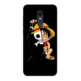 Ốp Lưng in cho Xiaomi Redmi 5 Plus Mẫu Mũ Rơm Nền Đen - Hàng Chính Hãng