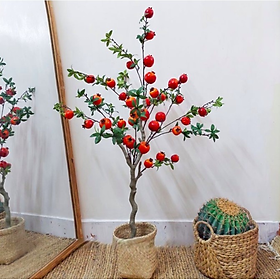 Cây lựu giả - cao 140cm - Cây giả, hoa lụa Decor trang trí nhà cửa