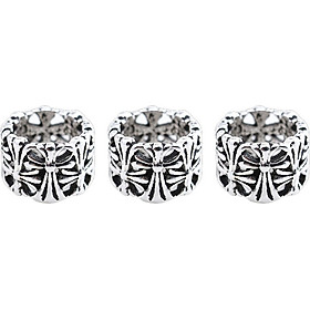 Combo 3 cái charm bạc chặn hoa văn - Ngọc Quý Gemstones
