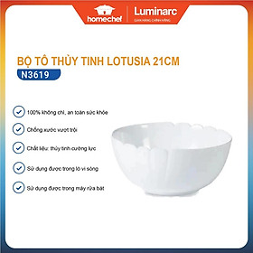 Bát tô đựng canh,salad trộn thủy tinh Luminarc Lotusia 21cm N3619 | Hàng chính hãng