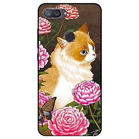 Ốp lưng in cho Xiaomi Mi 8 Lite Mẫu Mèo Và Hoa