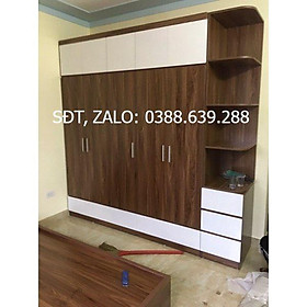 Tủ gỗ MDF có tầng chăn màn kèm kệ trang trí 02