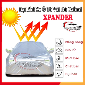 [MITSUBISHI XPANDER] Bạt Phủ Ô Tô Vải Dù Oxford, Tráng Nhôm Cao Cấp, Áo Trùm Bảo Vệ Xe MITSUBISHI XPANDER, Bạc Phủ Trùm Chống Nóng Chống Mưa, Chống Xước Xe, Bạt Của Xưởng Được May Theo Kích Cỡ Xe, Cam Kết Vừa Xe, Bền Và Đẹp Tới 2 Năm