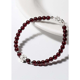 Vòng tay đá Garnet charm hoa 6 cánh mệnh hỏa, thổ - Ngọc Quý Gemstones