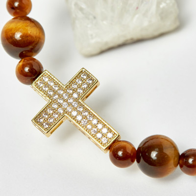 Vòng Chuỗi Mân Côi Đá Thạch Anh Mắt Hổ Vàng Nâu ni 52 - Ngọc Quý Gemstones