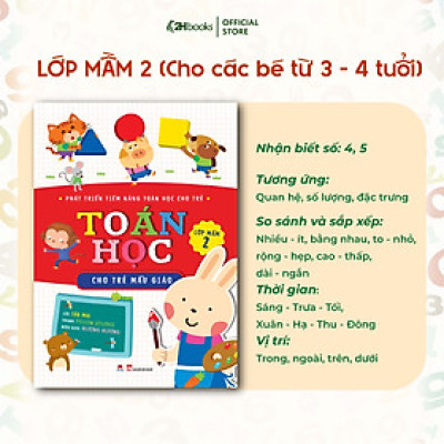 Sách Toán cho bé, Phát triển tiềm năng toán học cho trẻ - Toán học cho trẻ mẫu giáo - Lớp mầm 2 (Tái bản 2021)- 2HBooks