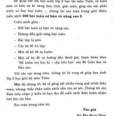 500 Bài Toán Cơ Bản Và Nâng Cao 2 - Giúp Em Giỏi Toán (Theo Chương Trình Giáo Dục Phổ Thông Mới)