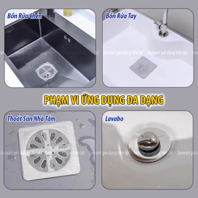SET 10 Miếng Lưới Lọc Rác Nhà Tắm Chặn Côn Trùng Dán Nắp Cống Thoát Nước Sàn Bồn Rửa Bát Chống Tắc Nghẽn