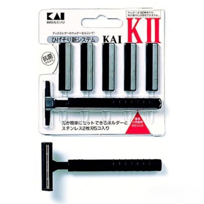 Dao Cạo Râu 2 Lưỡi Kép Thân Nhựa Kai 003309 (Set 1 Thân 5 Lưỡi Dao)