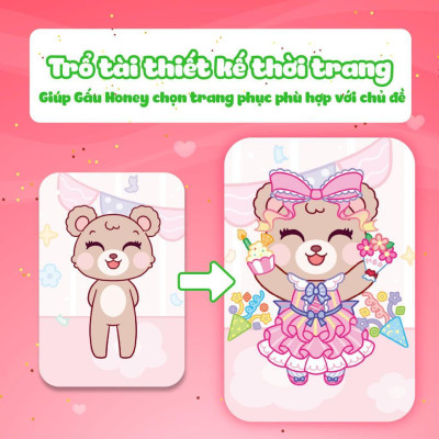 Sách - Mini Fashion - Gấu Honey - Bóc Dán Hơn 100+ Stickers Váy, Phụ Kiện Xinh Đẹp Cho Bé Gái - Megabook