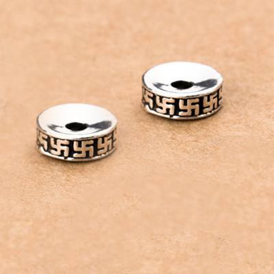 Combo charm bạc chặn hạt họa tiết chữ vạn - Ngọc Quý Gemstones