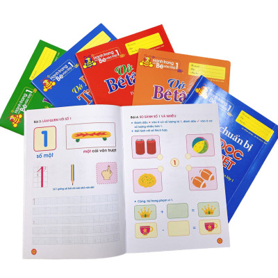 Sách - Hành Trang Cho Bé Vào Lớp Một Túi 6 Cuốn,Tập Tô,Tập Viết Chữ Cái Chữ Số ,Tặng 1 Cây Viết chì, 1 Chốt , 1 Gôm Tẩy