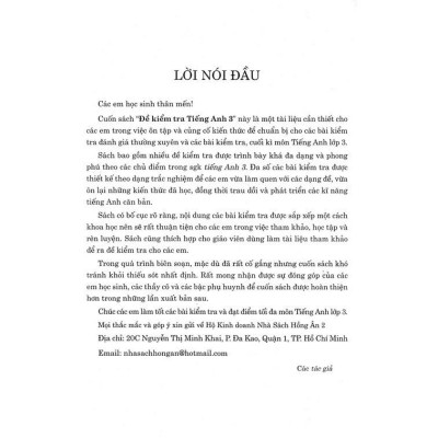 Sách - Đề kiểm tra Tiếng Anh 3 - có đáp án (biên soạn theo chương trình gdpt mới) (HA-MK)