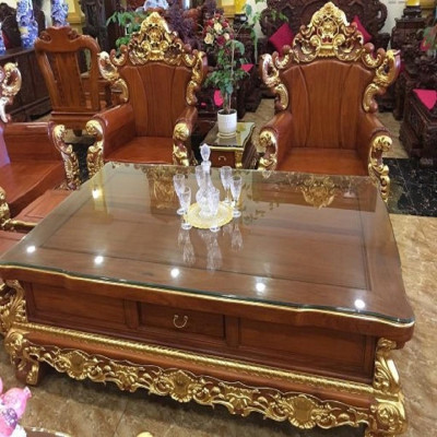 Bàn ghế Hoàng Gia Đại Gỗ Hương Đá Dát Vàng
