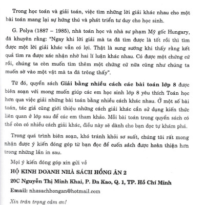 Giải Bằng Nhiều Cách Các Bài Toán Lớp 8 (Dùng Chung Cho Các Bộ SGK Hiện Hành) _HA