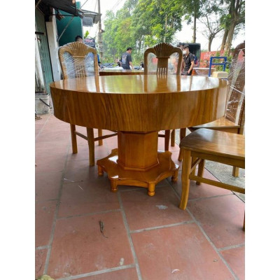 Bàn ghế ăn bàn tròn 6 ghế gỗ hương vân nam phi
