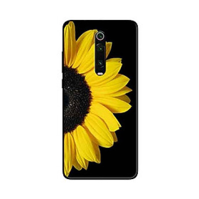 Ốp Lưng in cho Xiaomi Mi 9T Mẫu Hoa Hướng Dương Nền Đen - Hàng Chính Hãng