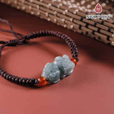 Vòng thắt dây tỳ hưu đá cẩm thạch lam ngọc type A 15x24mm mệnh thủy, mộc - Ngoc Quý Gemstones