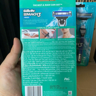 Dao Cạo Râu Gillette Mach3+ New (1 Cán + 2 Lưỡi)