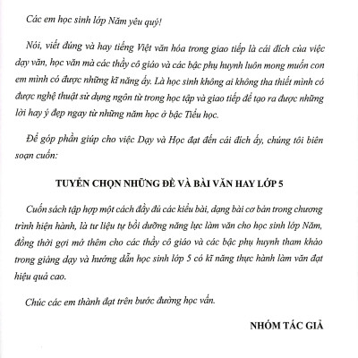 Tuyển Chọn Những Bài Văn Hay 5 (Theo Chương Trình Giáo Dục Phổ Thông Mới - Dùng Chung Cho Các Bộ Sách Giáo Khoa Hiện Hành)