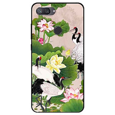 Ốp lưng in cho Xiaomi Mi 8 Lite Mẫu Sen Và Hạc