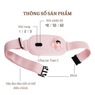 Máy Massage Làm Ấm Bụng, Đai Đeo Giảm Đau Bụng Kinh Nguyệt, Làm Ấm Tử Cung Cho Phụ Nữ Đến Kì 6 CHẾ ĐỘ