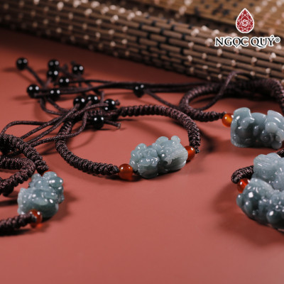 Vòng thắt dây tỳ hưu đá cẩm thạch lam ngọc type A 15x24mm mệnh thủy, mộc - Ngoc Quý Gemstones