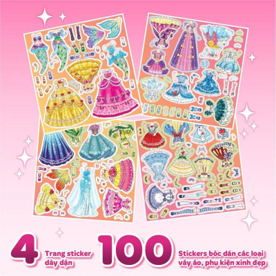 Sách - Thời Trang Công Chúa - Bóc Dán Hơn 300+ Stickers Váy, Phụ Kiện Xinh Đẹp Cho Bé Gái - Megabook