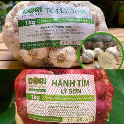 Combo#1 hành tím Lý Sơn 1kg + 1kg tỏi Lý Sơn Dori (Tỏi loại 1) trồng tại đảo Lý Sơn, cam kết xuất xứ Lý Sơn