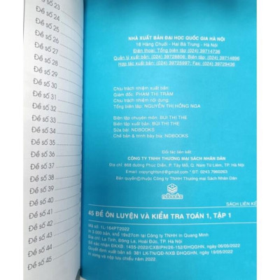 Sách - 45 đề ôn luyện và kiểm tra toán 1 tập 1 Biên soạn theo chương trình giáo dục phổ thông mới