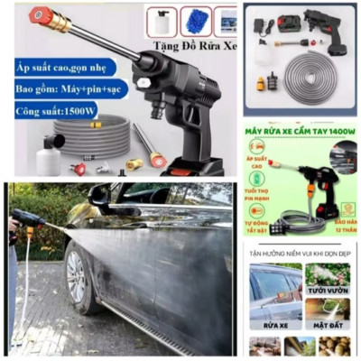 MÁY BƠM ÁP LỰC RỬA XE MÁY ÔTÔ TƯỚI CÂY PIN KHỦNG