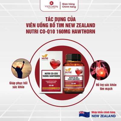 Viên Uống Bổ Tim Nutri CO-Q10 160MG Hawthorn 30 Viên | Giúp Tim Khỏe Mạnh, Phục Hồi Sức Khỏe - Nhập Khẩu Chính Hãng