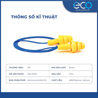 Nút bịt tai 3M 340 4004 có dây giảm ồn 25 dB