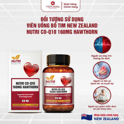 Viên Uống Bổ Tim Nutri CO-Q10 160MG Hawthorn 30 Viên | Giúp Tim Khỏe Mạnh, Phục Hồi Sức Khỏe - Nhập Khẩu Chính Hãng